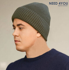Мужская шапка Need 4You, зелёная, мериносовая шерсть цена и информация | Мужские шарфы, шапки, перчатки | kaup24.ee