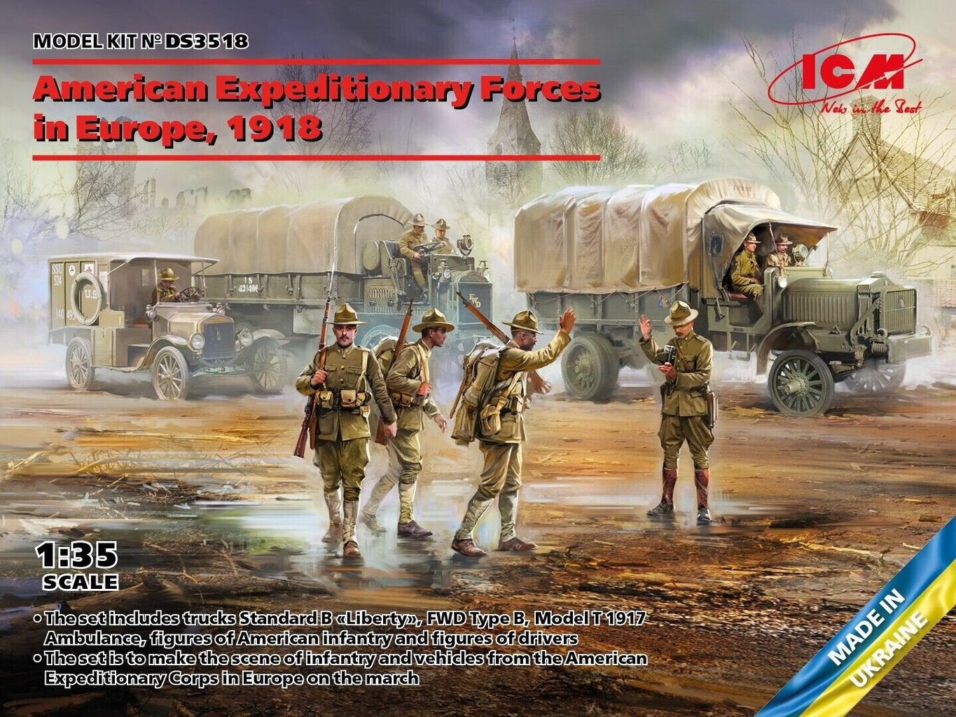 Liimitav mudel ICM DS3518 American Expeditionary Forces in Europe 1918 1/35 hind ja info | Liimitavad mudelid | kaup24.ee