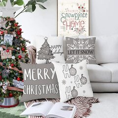 Наволочки Hangood, 45x45 см, серые, рождественские, 4 шт. цена и информация | Декоративные подушки и наволочки | kaup24.ee