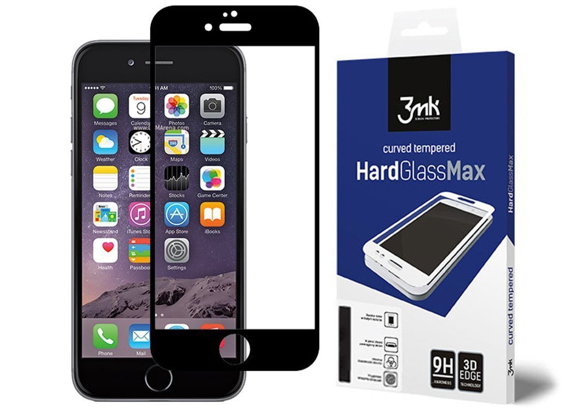 Apple iPhone 8 Plus Black - 3mk HardGlass Max™ hind ja info | Ekraani kaitsekiled | kaup24.ee