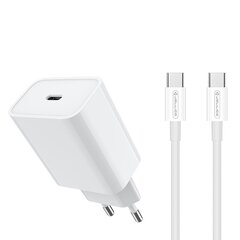 Jellico C8T PD 20W QC 3.0 nutikas kiirlaadija 1x USB-C (5-12V) + PD kaabel 1m valge hind ja info | Mobiiltelefonide laadijad | kaup24.ee