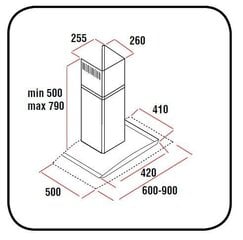 Schlosser H 50E 60x/750 цена и информация | Вытяжки на кухню | kaup24.ee