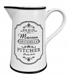 Keraamiline kann Paris Maison 1l, valge/must hind ja info | Klaasid, tassid ja kannud | kaup24.ee