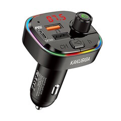 Трансмиттер iKaku KSC-693 Bluetooth FM / MP3 + 2x USB QC 3.0 3.1A + USB-C PD 20W, авто зарядка USB Play, черная цена и информация | FM модуляторы, FM трансмиттер | kaup24.ee