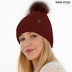 Naiste müts Need 4You, bordo, merino wool цена и информация | Женские шапки | kaup24.ee