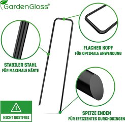 Garden Gloss® Earth Anchor, mis on valmistatud terasest ootamatu (50 tükki) - stabiilne põranda ankur umbrohutõrje jaoks, aiafliis, tara ja võrk - 150 mm pikk, 25 mm lai, Ø 2,7 mm цена и информация | Садовые инструменты | kaup24.ee