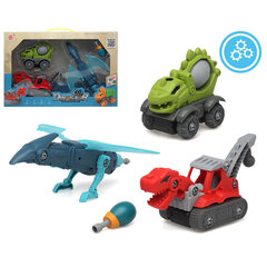 Autod-dinosaurused kruvikeerajaga, 3 tk hind ja info | Poiste mänguasjad | kaup24.ee