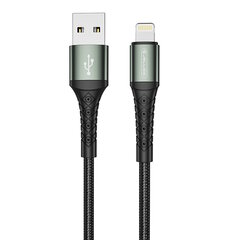 Плетенный тканевый iPhone и iPad Lightning на USB кабель данных Jellico B12 и быстрого заряда 3.1A 2 м, черный цена и информация | Кабели и провода | kaup24.ee