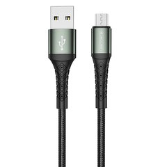 Плетенный тканевый универсальный Micro USB на USB кабель данных и быстрого заряда Jellico B12 3.1A 2 м, черный цена и информация | Кабели и провода | kaup24.ee