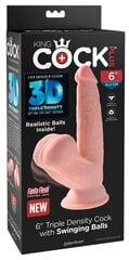 Dildo KingCock 3D, liikuvate munanditega, roosa цена и информация | Фаллоимитаторы | kaup24.ee