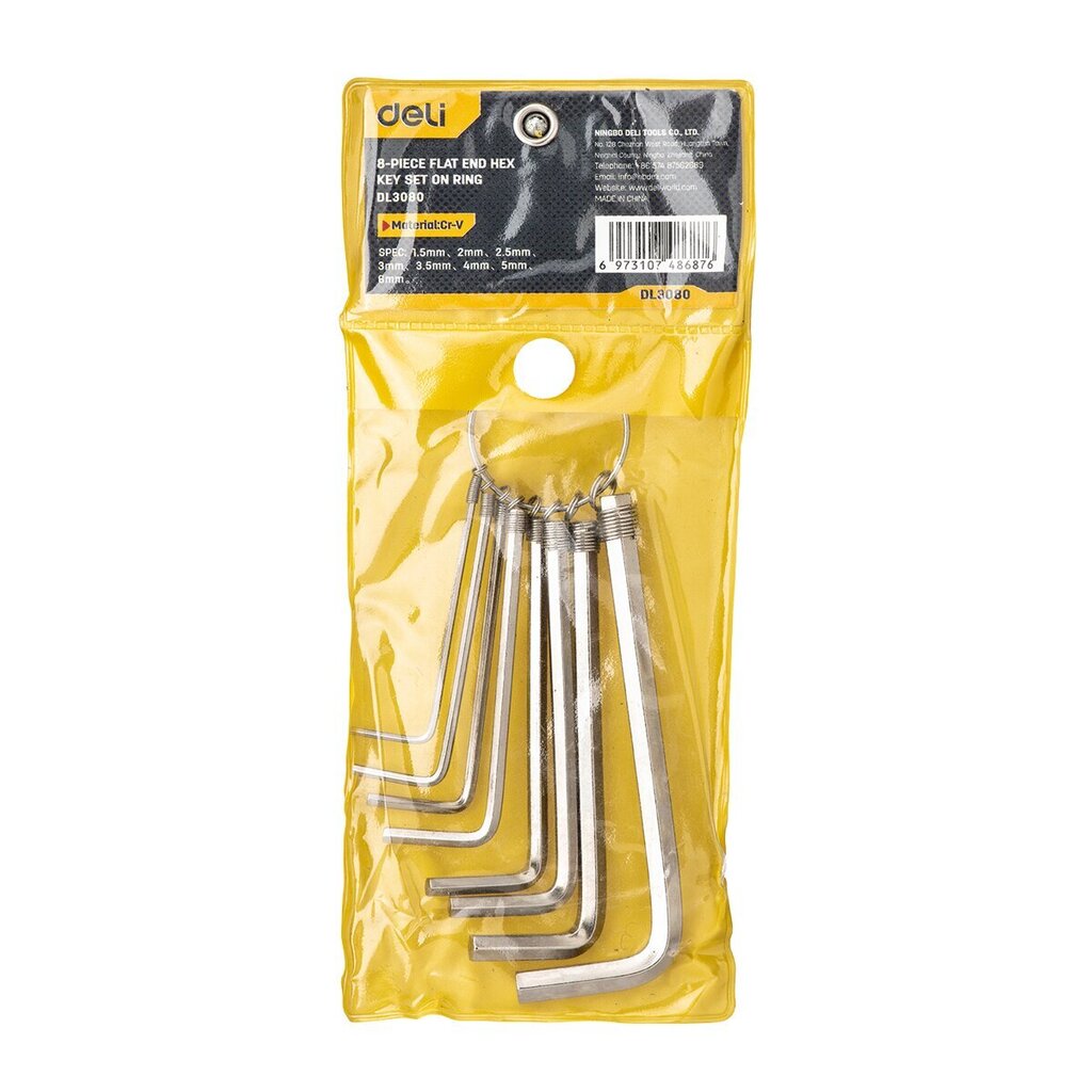 Kuuskantvõtmete komplekt Deli Tools EDL3080 - 1,5-6mm цена и информация | Käsitööriistad | kaup24.ee