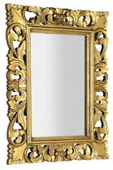 Зеркало для ванной, деревянная рама, ручная резьба, 60х80 см, SAMBLUNG состаренное золото цена и информация | Зеркала | kaup24.ee