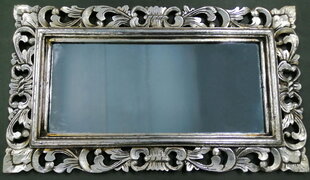 Vannitoa peegel, puidust raam, käsitsi nikerdatud, 80x120 cm, SAMBLUNG hõbedane цена и информация | Зеркала | kaup24.ee