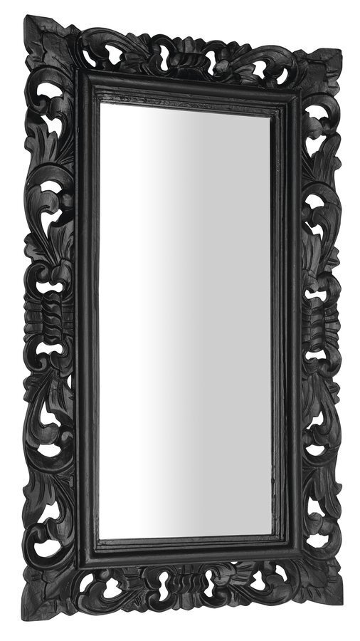 Vannitoa peegel, puidust raam, käsitsi nikerdatud, 40x70 cm, SAMBLUNG must цена и информация | Vannitoa peeglid | kaup24.ee