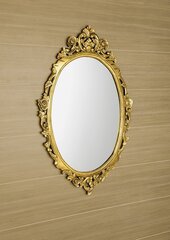 Vannitoa peegel, puidust raam, käsitsi nikerdatud, 80x100 cm, DESNA kuldne hind ja info | Vannitoa peeglid | kaup24.ee