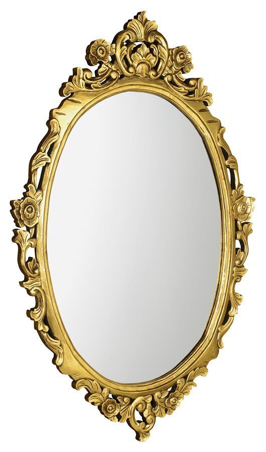 Vannitoa peegel, puidust raam, käsitsi nikerdatud, 80x100 cm, DESNA kuldne цена и информация | Vannitoa peeglid | kaup24.ee