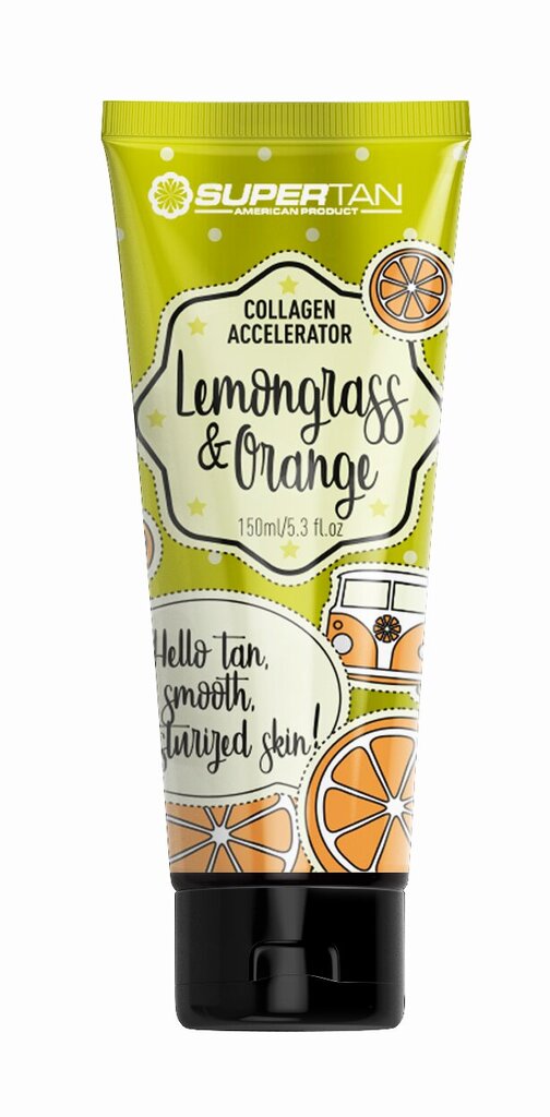 Supertan Kollageeniga päevituse kiirendaja "Lemongrass and Orange" 150 ml цена и информация | Solaariumikreemid | kaup24.ee