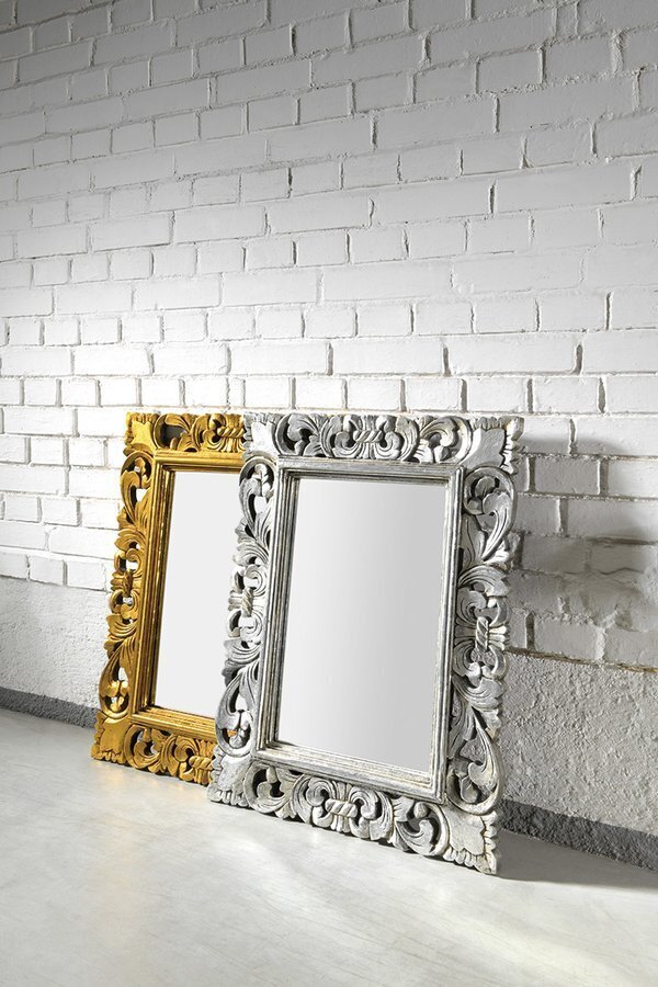 Vannitoa peegel, puidust raam, käsitsi nikerdatud, 40x70 cm, Samblung hõbedane цена и информация | Vannitoa peeglid | kaup24.ee