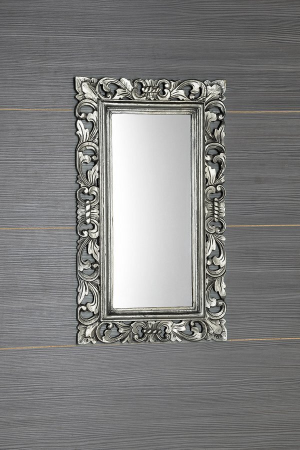 Vannitoa peegel, puidust raam, käsitsi nikerdatud, 40x70 cm, Samblung hõbedane цена и информация | Vannitoa peeglid | kaup24.ee