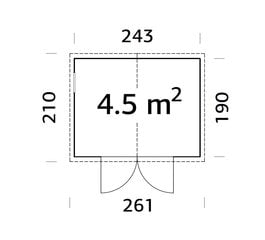 Aiakuur Dan 4,5 m² valkja puidukaitsega hind ja info | Kuurid ja aiamajad | kaup24.ee