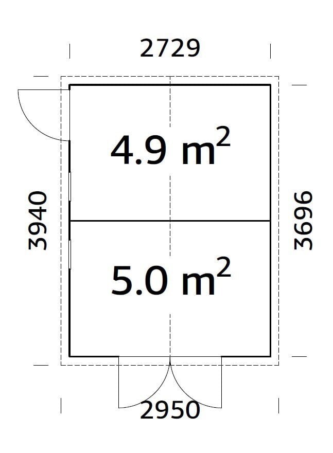 Aiakuur Dan 9,9 m² vaheseinaga ja pruuni puidukaitsega hind ja info | Kuurid ja aiamajad | kaup24.ee