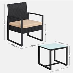 Обеденный гарнитур со столом и 2 стульями цена и информация | Комплекты уличной мебели | kaup24.ee