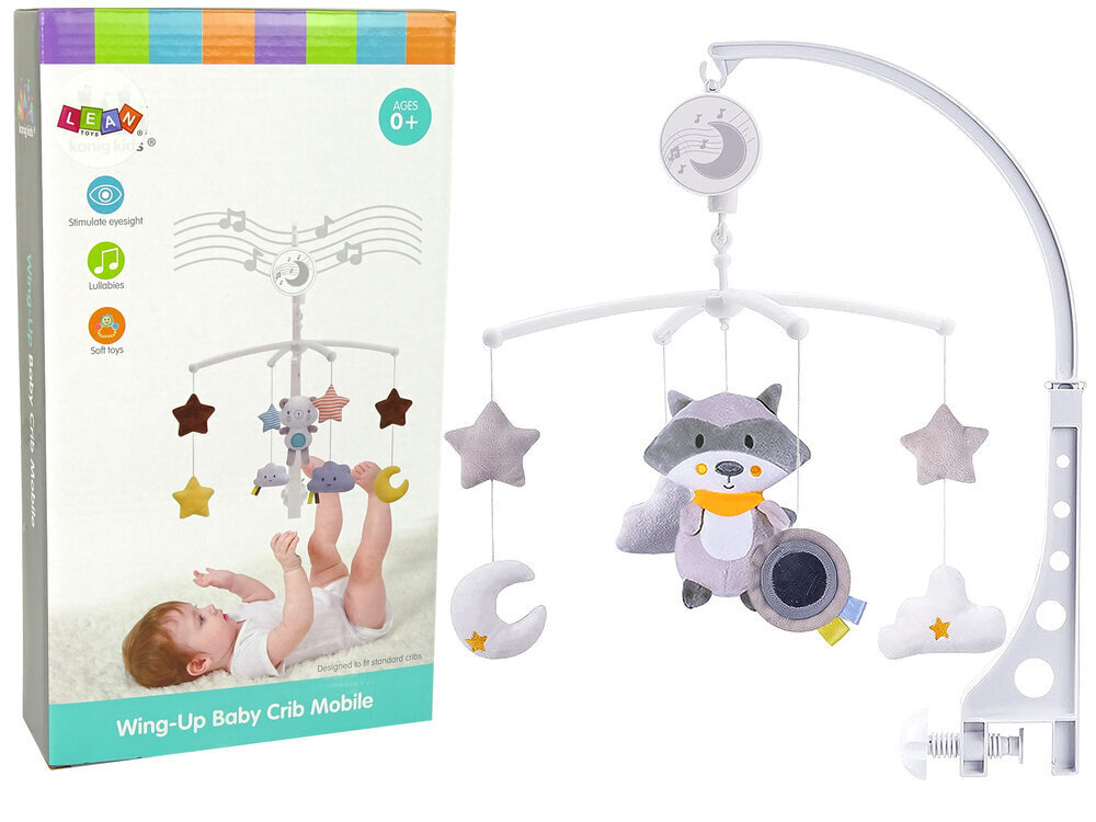 Mobiilne beebivoodi karussell, halli värvi Lean toys hind ja info | Imikute mänguasjad | kaup24.ee