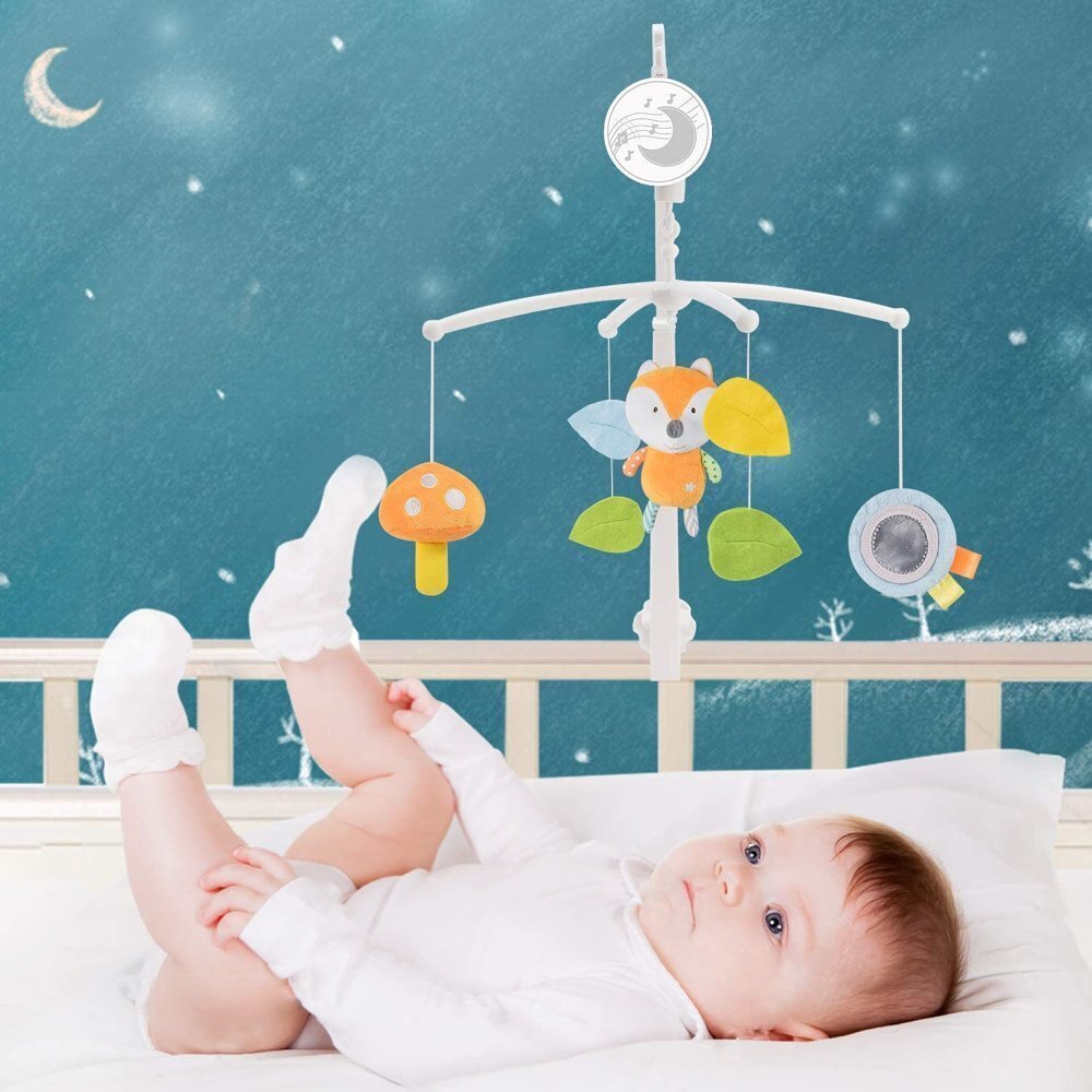 Lean toys Mobiilne võrevoodi karussell beebidele Plüüsist rebane hind ja info | Imikute mänguasjad | kaup24.ee