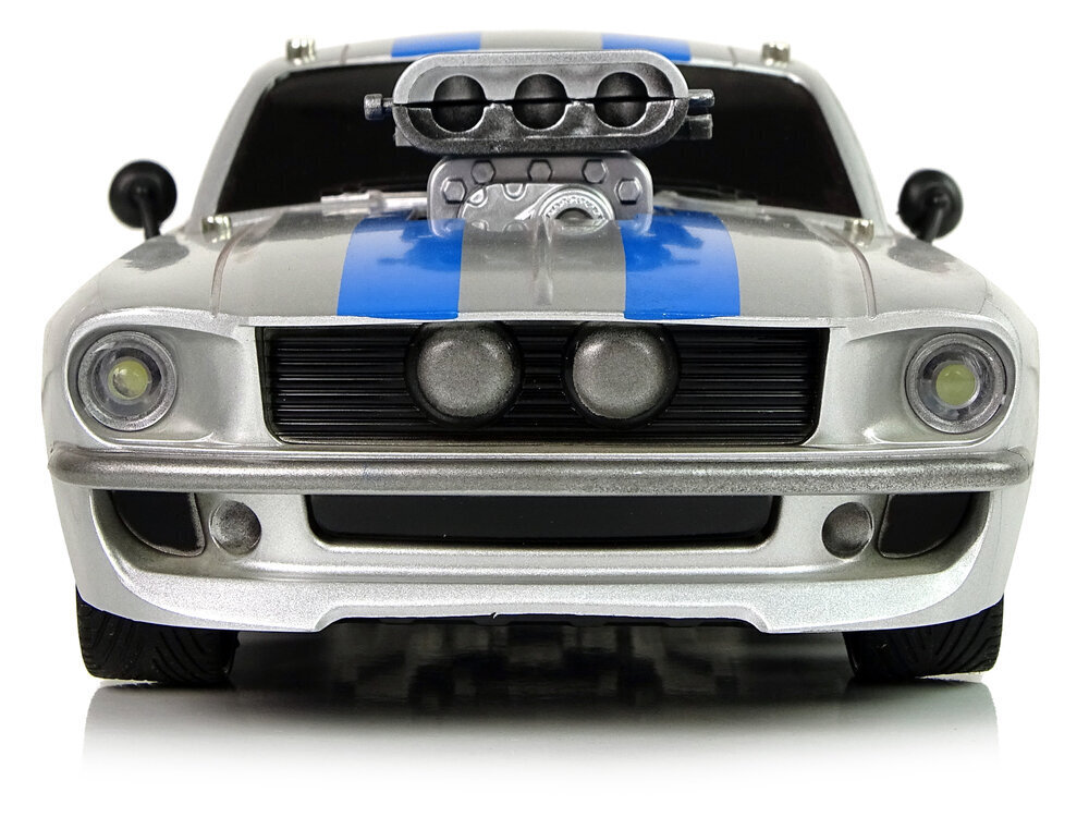 Lean toys R/C sportauto 1:16 Silver Blue Stripes Pilot hind ja info | Poiste mänguasjad | kaup24.ee