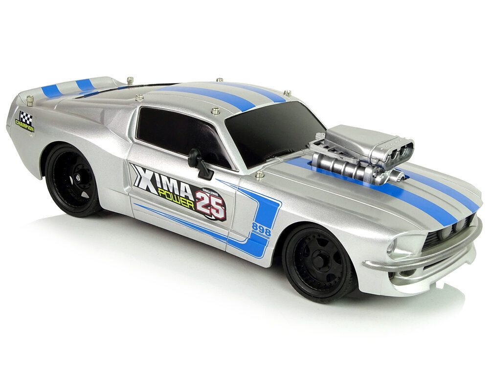 Lean toys R/C sportauto 1:16 Silver Blue Stripes Pilot цена и информация | Poiste mänguasjad | kaup24.ee