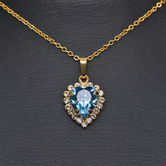 Naiste kaelakee DiamondSky Heart of The Ocean Aquamarine Blue Swarovski kristallidega цена и информация | Украшения на шею | kaup24.ee