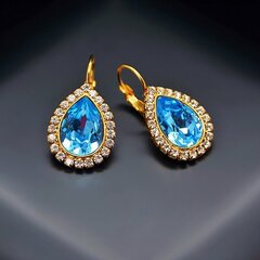 Naiste kõrvarõngad DiamondSky Celestial Drop Aquamarine Blue koos Swarovski kristallidega цена и информация | Серьги | kaup24.ee