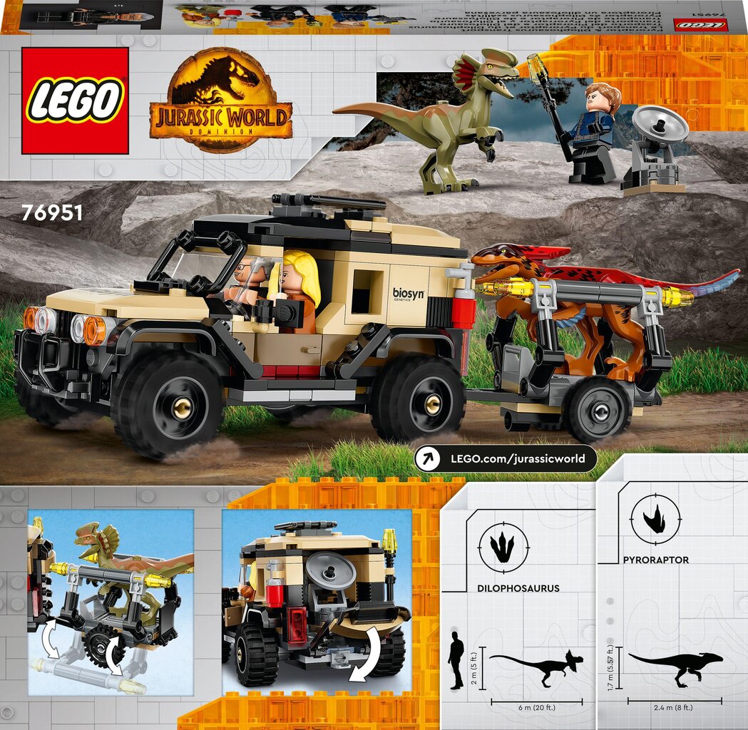 LEGO 76951 Jurassic World Pyroraptor & Dilophosaurus Transport hind ja info | Klotsid ja konstruktorid | kaup24.ee