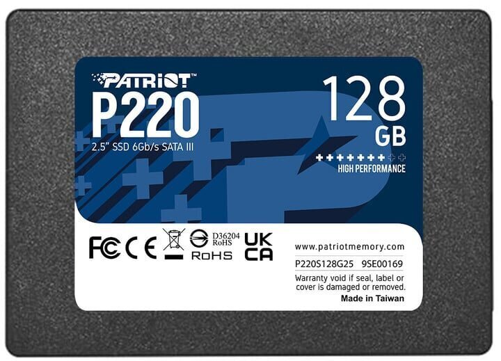 Patriot P220, 128GB (P220S128G25) цена и информация | Sisemised kõvakettad (HDD, SSD, Hybrid) | kaup24.ee