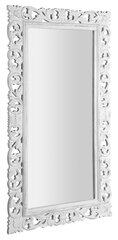 Vannitoa peegel, puidust raam, käsitsi nikerdatud, 80x150 cm, SAMBLUNG valge цена и информация | Зеркала | kaup24.ee