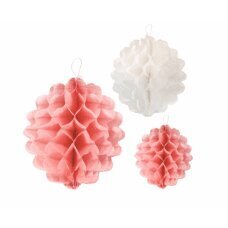 Dekoratsioon paberist, 3 tk, Honeycomb ball, pink QT-RDRM hind ja info | Peokaunistused | kaup24.ee