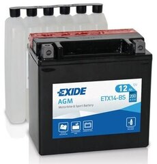 Exide motoaku 12V 12Ah YTX14-BS AGM 150x87x145+- цена и информация | Мото аккумуляторы | kaup24.ee