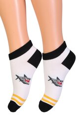Детские хлопковые укороченные (спортивные) носки белого цвета с изображением смешных акул SHARK цена и информация | Носки, колготки для мальчиков | kaup24.ee
