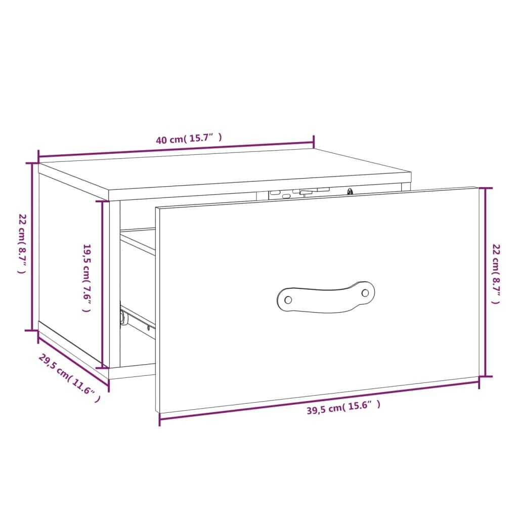 vidaXL seinale kinnitatavad öökapid 2 tk, 40 x 29,5 x 22 cm hind ja info | Öökapid | kaup24.ee