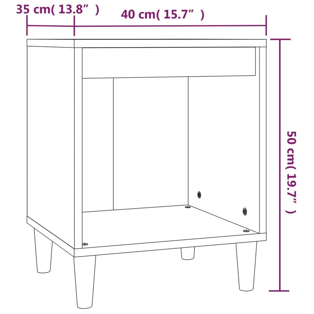 vidaXL öökapp, valge, 40 x 35 x 50 cm, tehispuit hind ja info | Öökapid | kaup24.ee