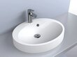 Valamu, ovaalne, valatud marmor 55x45 cm DEVON, valge, 10-aastane garantii hind ja info | Kraanikausid, valamud | kaup24.ee