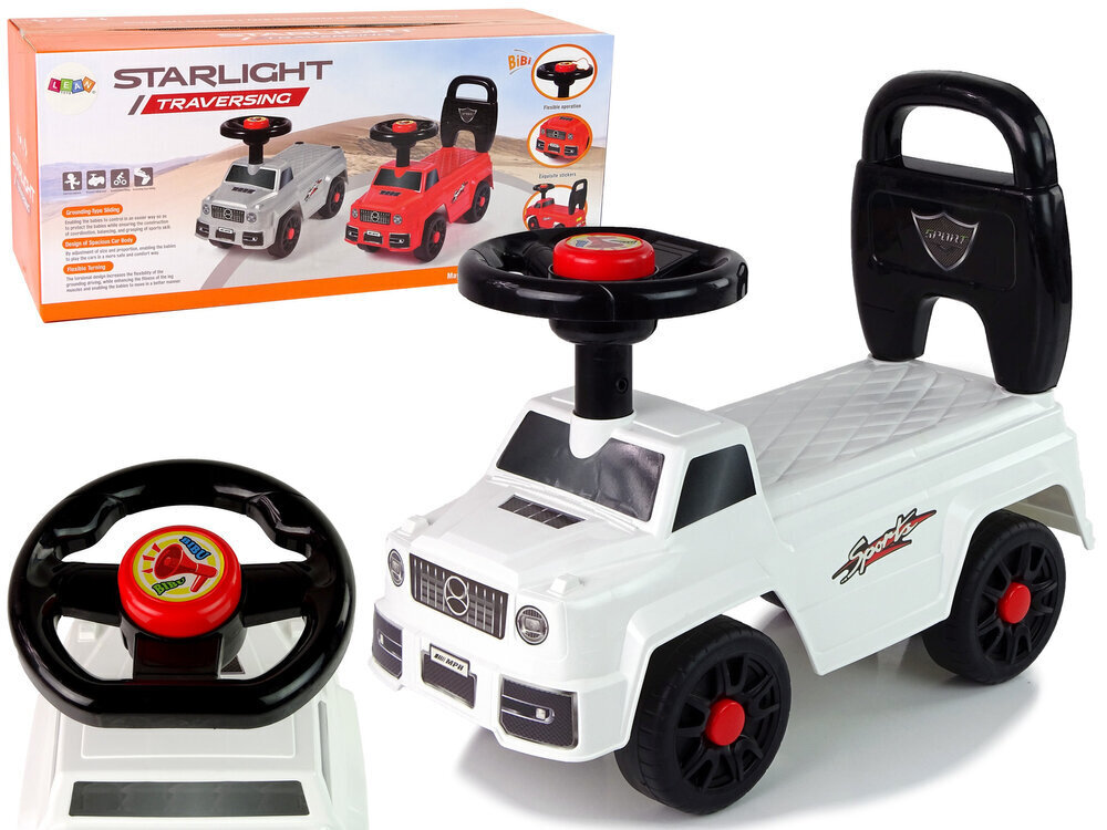 Pealeistutav auto Lean Toys QX-5500-2 koos seljatoega, White hind ja info | Imikute mänguasjad | kaup24.ee