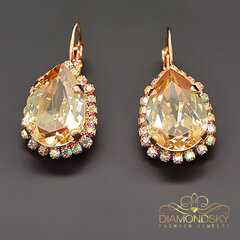 Naiste kõrvarõngad DiamondSky Celestial Drop III Golden Shadow koos Swarovski kristallidega hind ja info | Kõrvarõngad | kaup24.ee