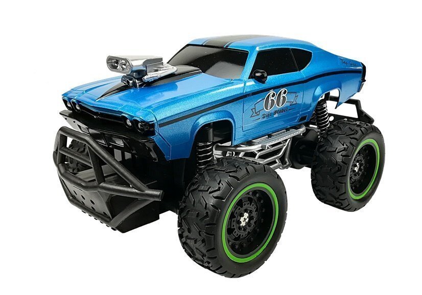 Kaugjuhtimispuldiga auto R/C Blue High Wheels, sinine hind ja info | Poiste mänguasjad | kaup24.ee