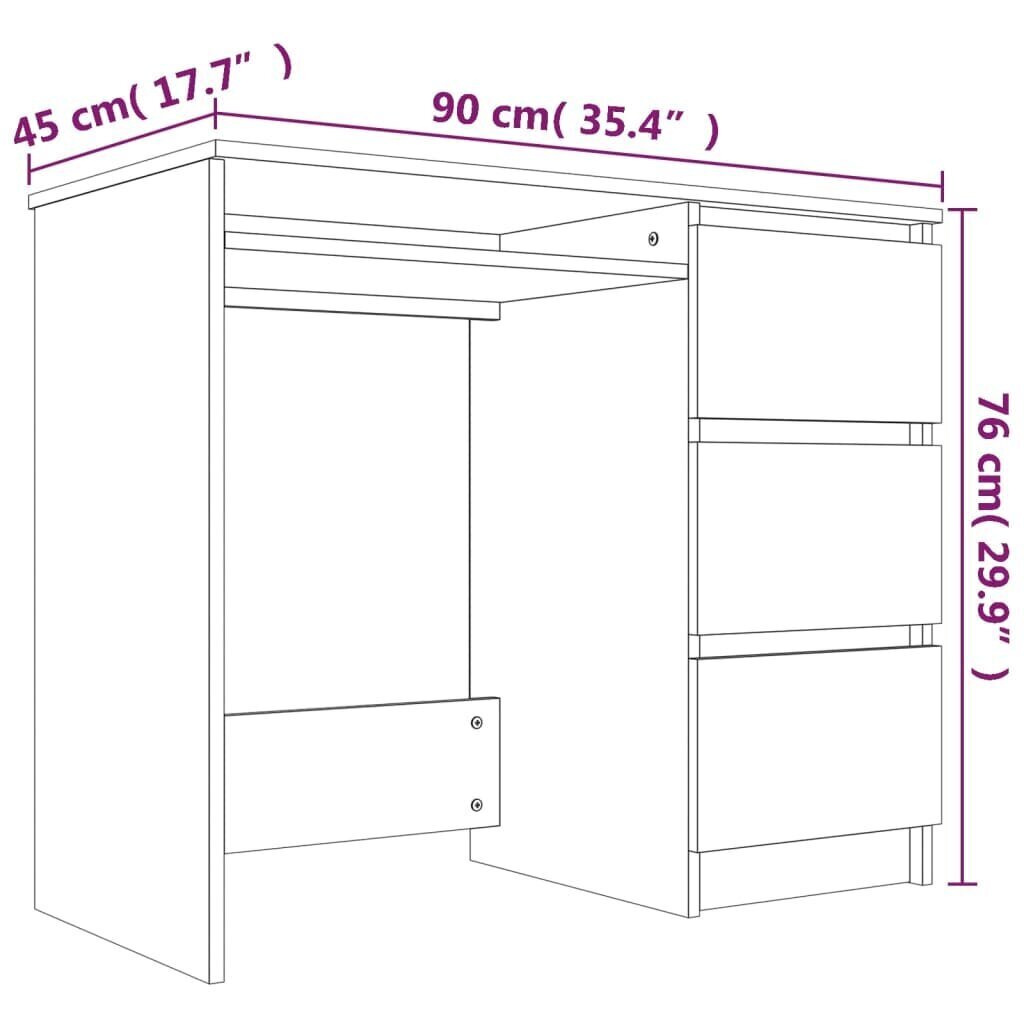 vidaXL kirjutuslaud, hall Sonoma tamm, 90 x 45 x 76 cm, tehispuit цена и информация | Arvutilauad, kirjutuslauad | kaup24.ee