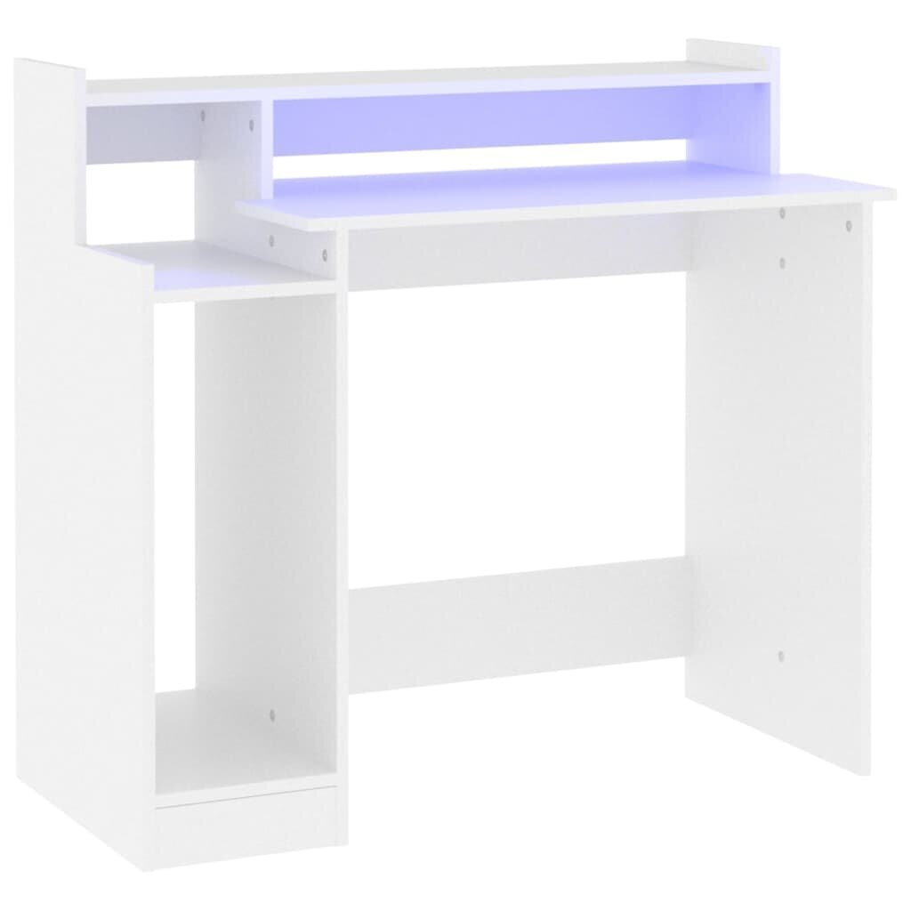 vidaXL kirjutuslaud LED-tuledega, valge, 97 x 45 x 90 cm, tehispuit цена и информация | Arvutilauad, kirjutuslauad | kaup24.ee