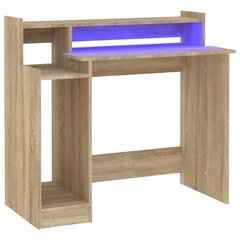 vidaXL kirjutuslaud LED-tuledega, Sonoma tamm, 97x45x90 cm, tehispuit цена и информация | Компьютерные, письменные столы | kaup24.ee