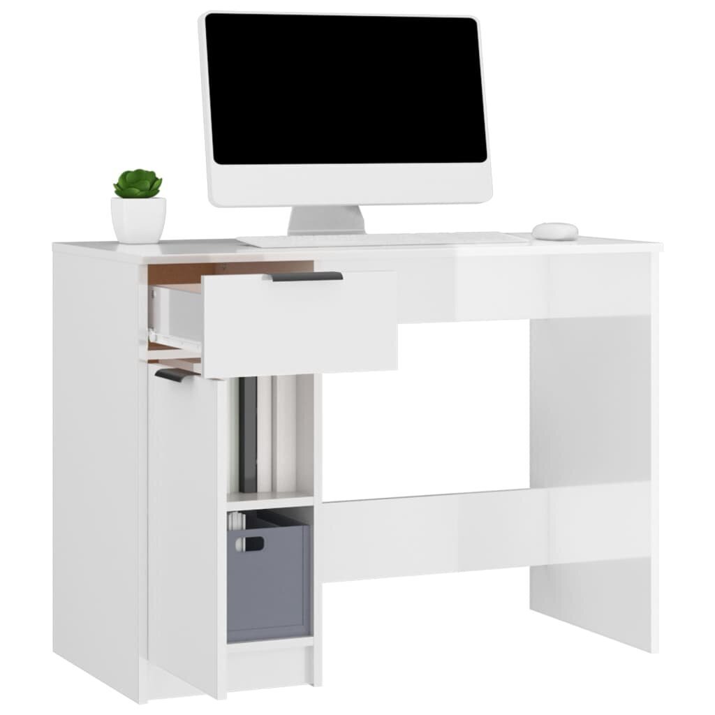vidaXL kirjutuslaud, kõrgläikega valge, 100 x 50 x 75 cm, tehispuit hind ja info | Arvutilauad, kirjutuslauad | kaup24.ee