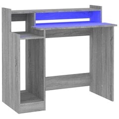 vidaXL kirjutuslaud LED-tuledega, hall Sonoma tamm, 97 x 45 x 90 cm цена и информация | Компьютерные, письменные столы | kaup24.ee