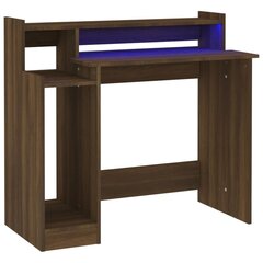 vidaXL kirjutuslaud LED-tuledega, pruun tamm, 97 x 45 x 90 cm цена и информация | Компьютерные, письменные столы | kaup24.ee